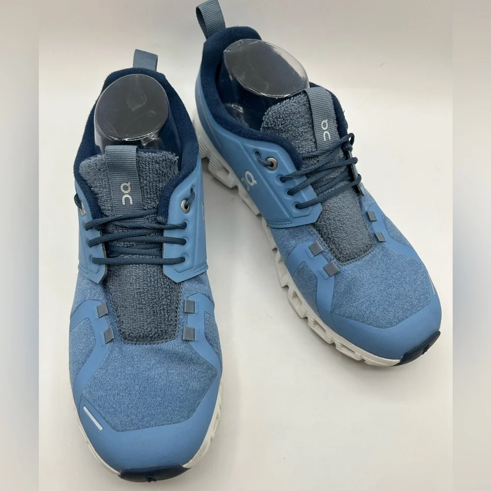 Like NEW Men's On Cloud 5 Terry Neptune White & Blue Running Shoe Sneaker SZ 9.5 - Picture 6 of 16